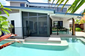 stainless steel door to pool area